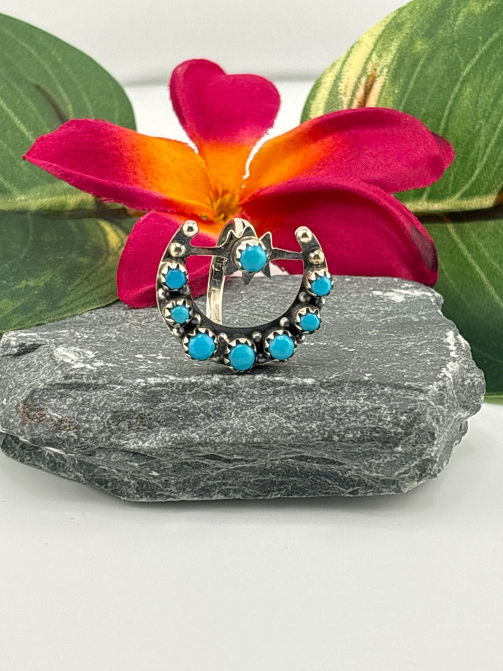 Star & Moon Turquoise Ring Size 7