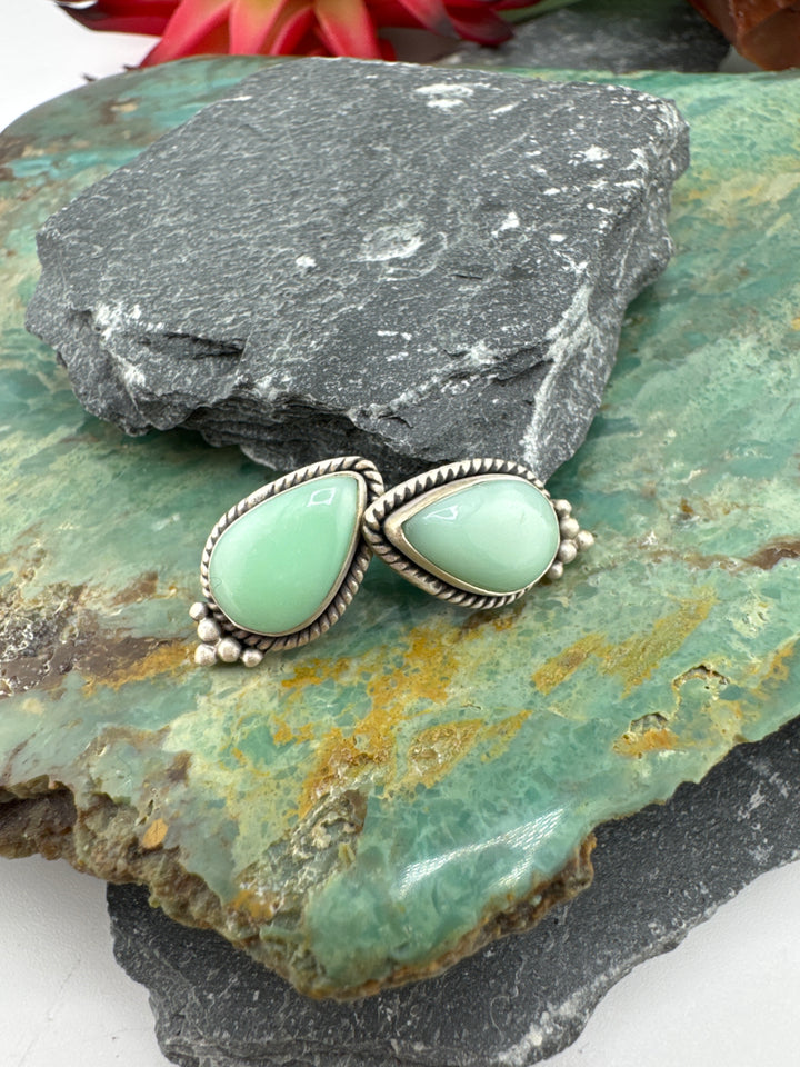 Southwest 925 Sterling Silver Paloma Turquoise Stud Earrings