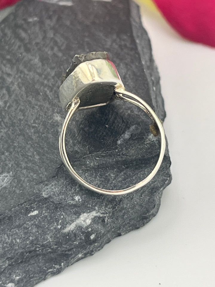 Titanium Druzy and 925 Sterling Silver Ring