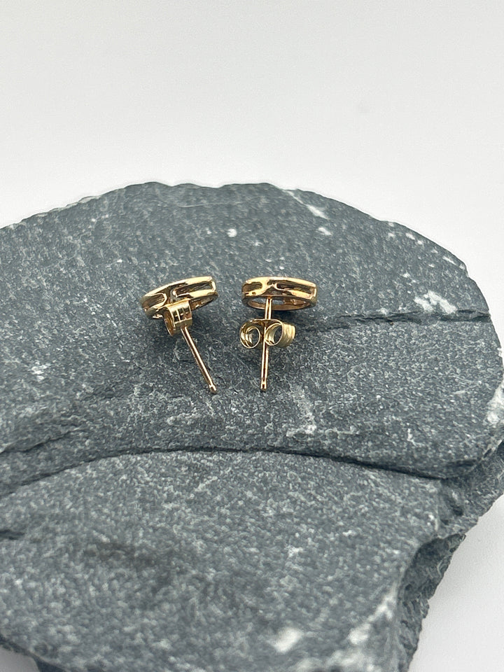 10K Gold Diamond Round Post-back Earrings