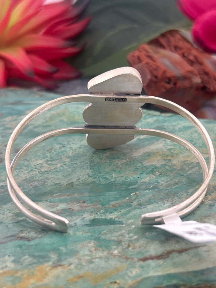 Southwest 925 Sterling Silver Triple Dry Creek Turquoise Cuff