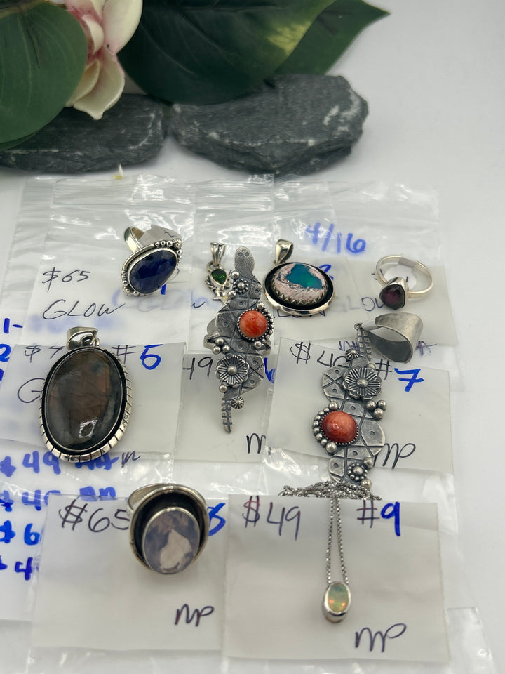 RESERVED FOR: GLOW - 4/16/2025 tiktok Live Show - 9 Sterling Silver Items