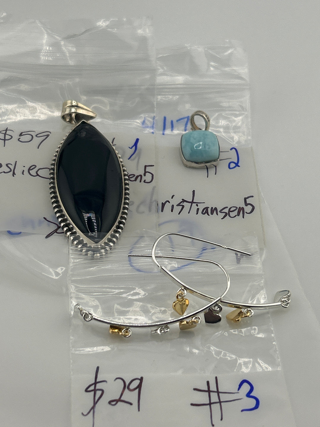 RESERVED FOR:  lesliechristiansen5- 4/17/2025 tiktok Live Show -3 Sterling Silver Items