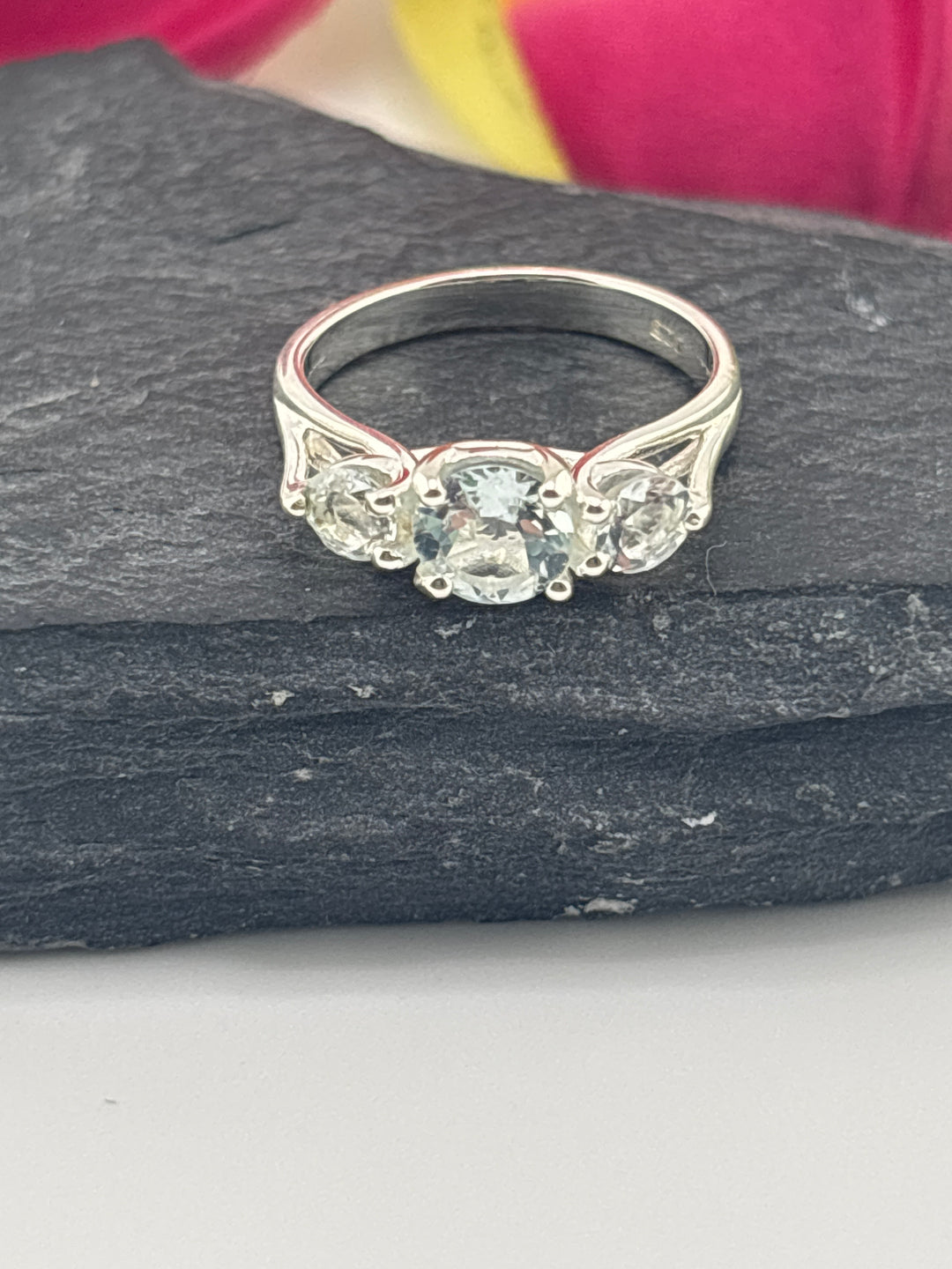 Aquamarine and 925 Sterling Silver Ring Size 5.25