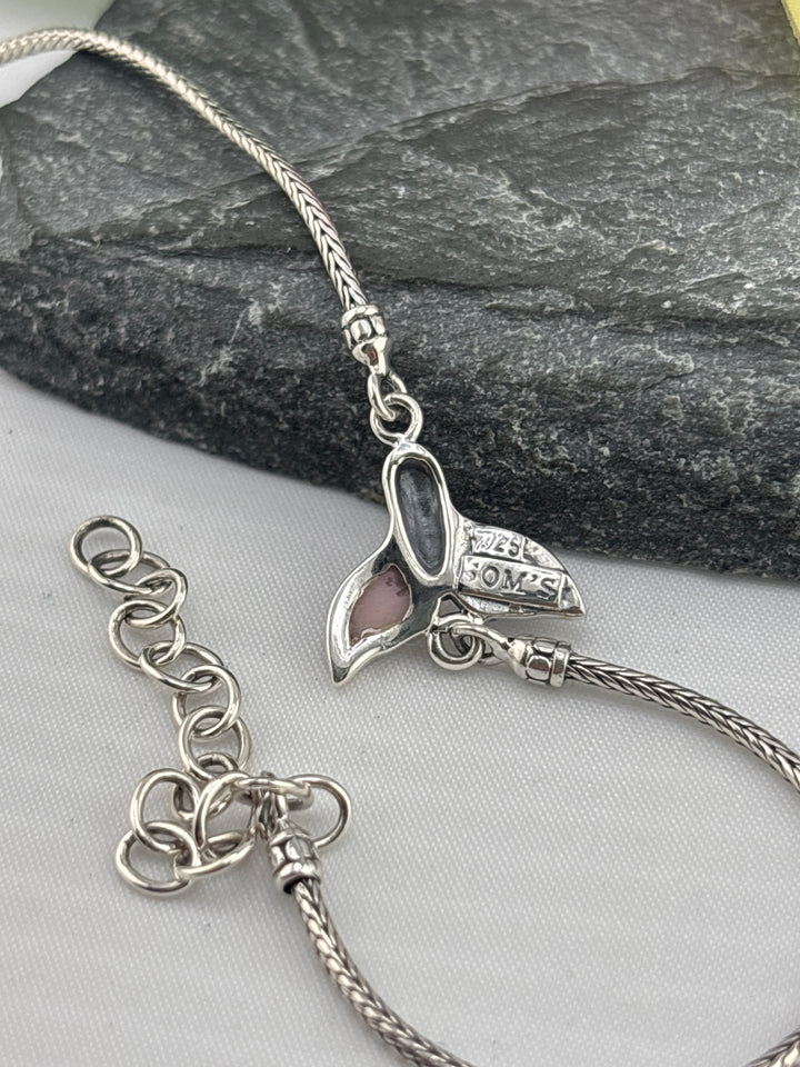 Designer SOMS 925 Sterling &amp; Mother of Pearl Whale Tail Bracelet