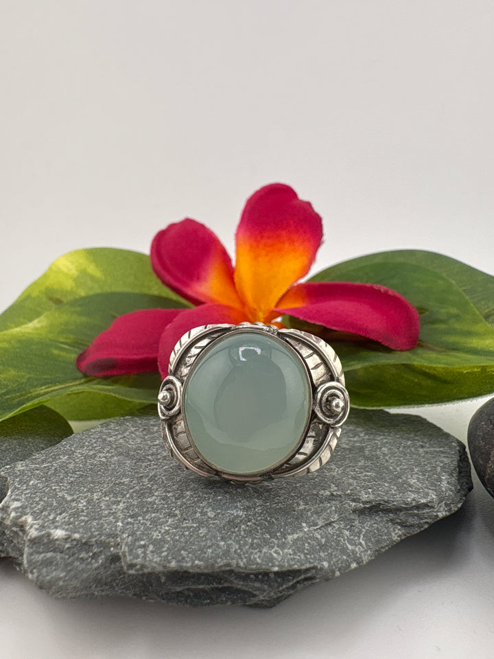 Aqua Chalcedony Bypass Ring