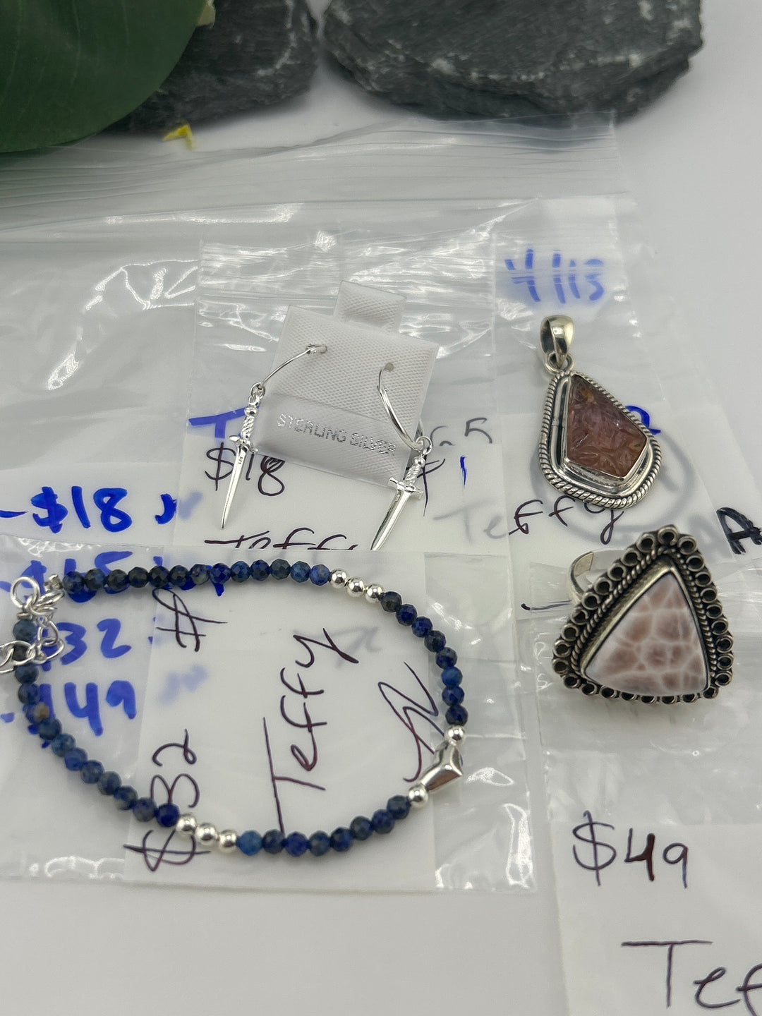 RESERVED FOR: Teffy - 4/13/2025 tiktok Live Show - 4 Sterling Silver Items