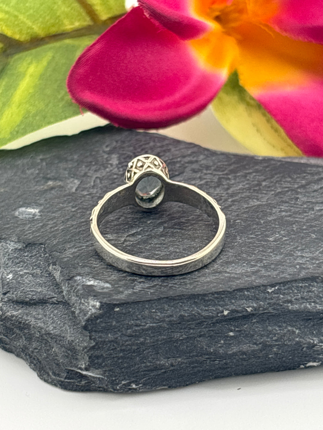 Aquamarine and 925 Sterling Silver Ring Size 6.25