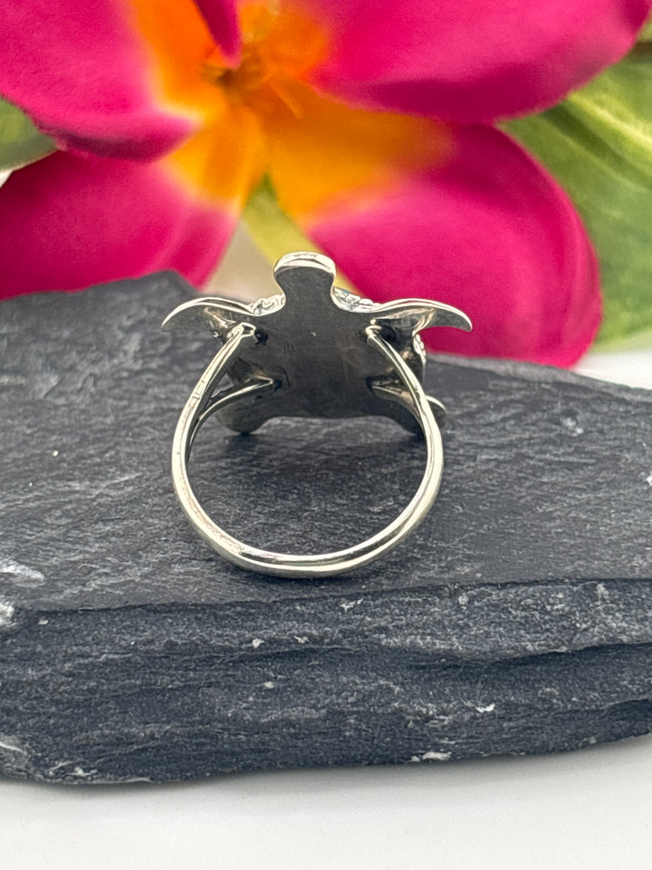 Turquoise and 925 Sterling Silver Turtle Ring Size 6.75