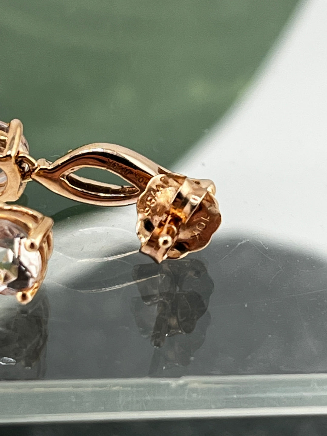10K Rose Gold Morganite and Diamond Earrings