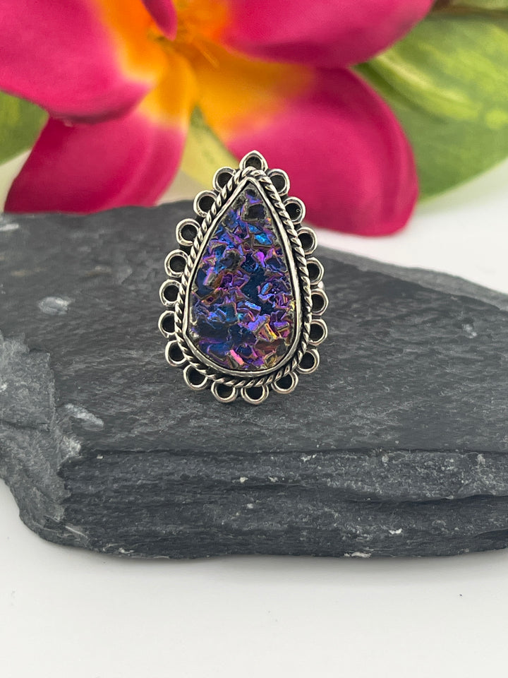 Titanium Druzy and 925 Sterling Silver Ring