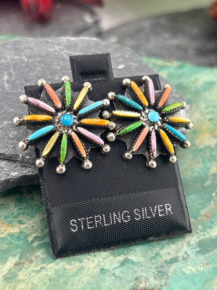 Regie 925 Sterling Silver Multi-stone Pinwheel Earrings