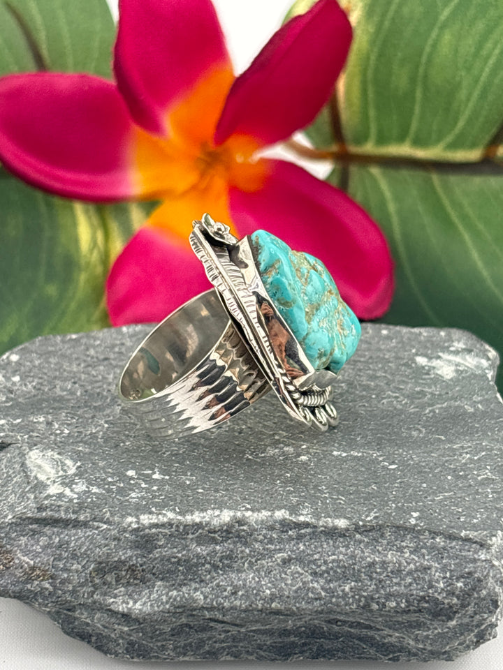 Raw American Turquoise Adjustable Band Ring Size 9
