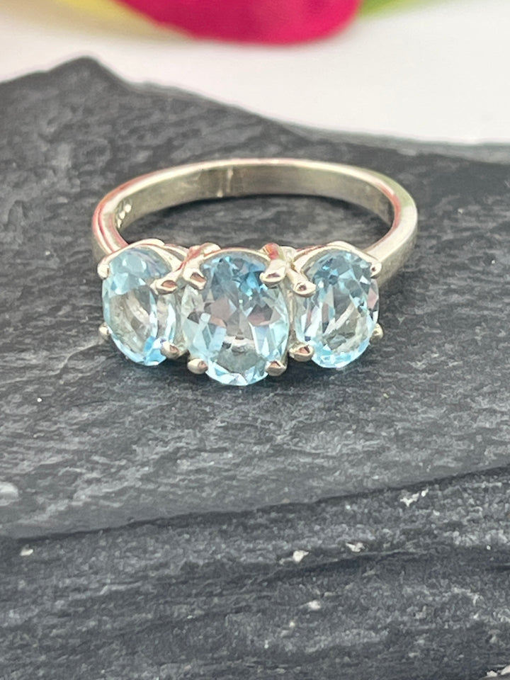 Blue Topaz and 925 Sterling Silver Ring
