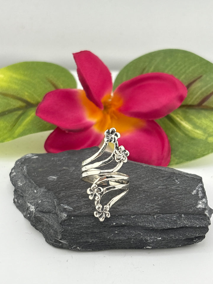 Adjustable Silver Flower Ring