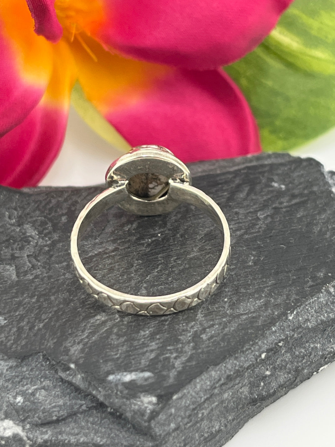 Round Wild Horse Jasper and 925 Sterling Silver Ring Size 10