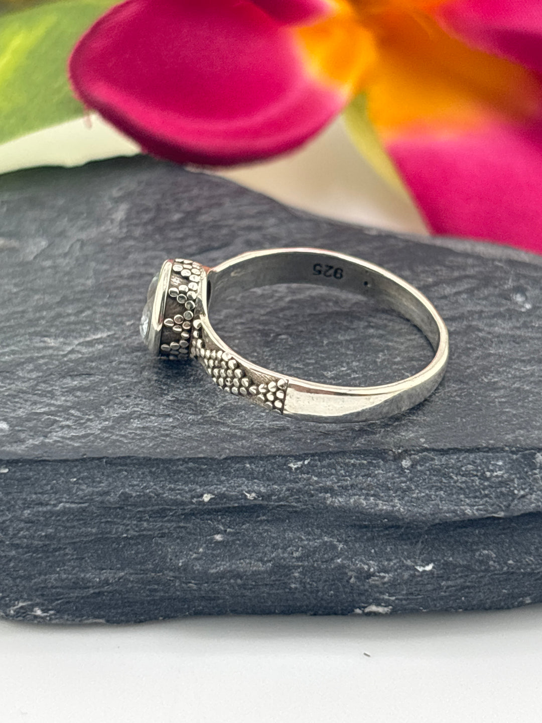 Aquamarine and 925 Sterling Silver Ring Size 8