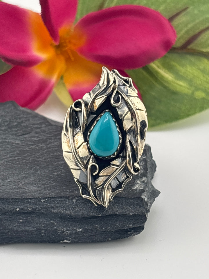 Turquoise and 925 Sterling Silver Ring Size 6.25