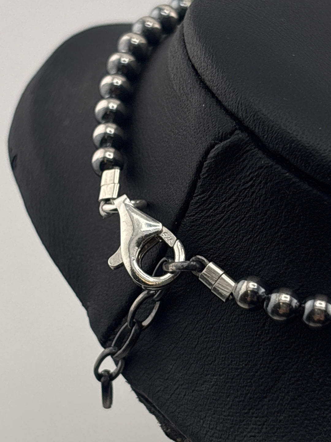 4mm 8"+1" Oxidized 925 Sterling Silver Bead Bracelet