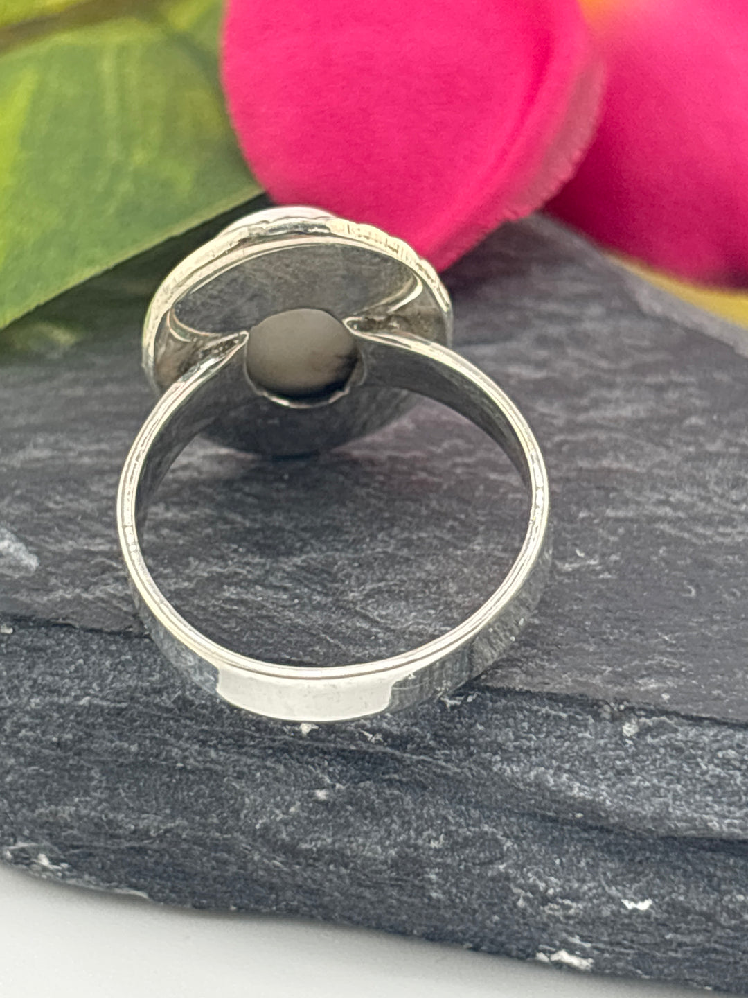 Round Wild Horse Jasper and 925 Sterling Silver Ring Size 8