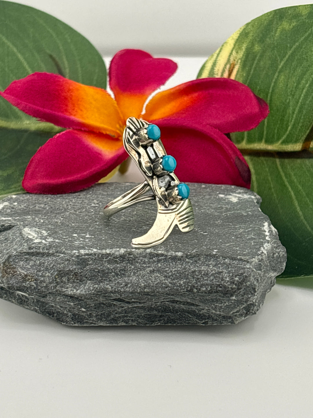Turquoise Cowboy Boot Ring Size 7.25