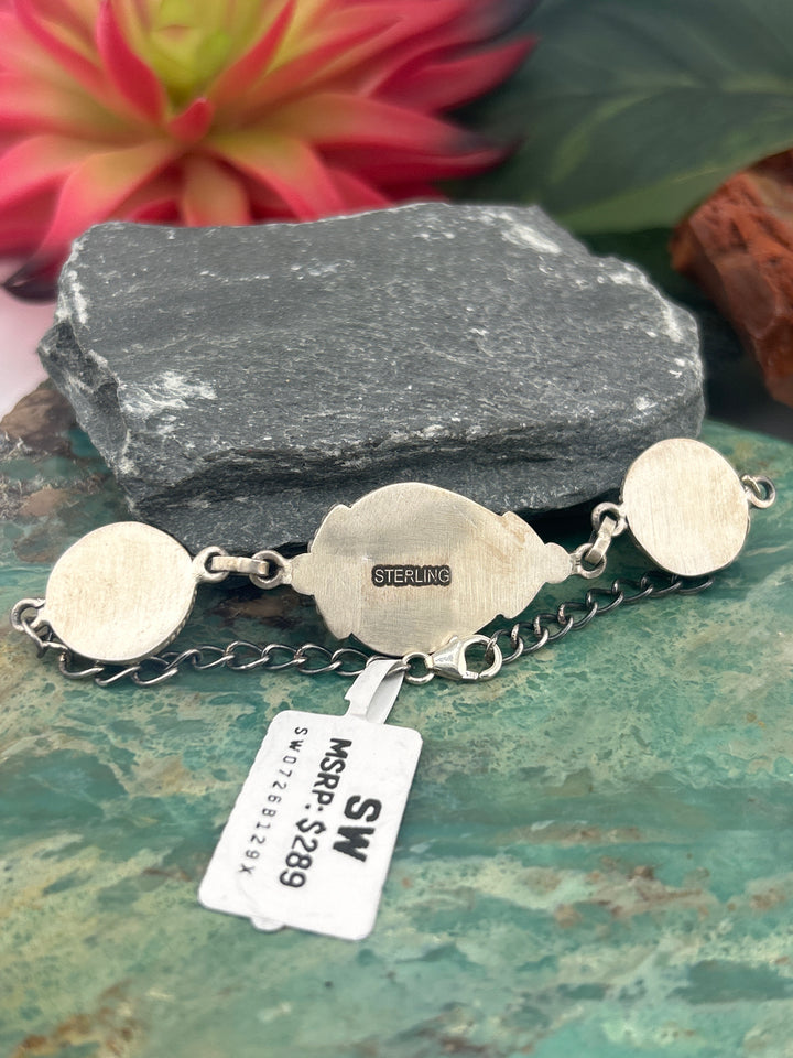Southwest 925 Sterling Silver Triple Queen Conch Bracelet