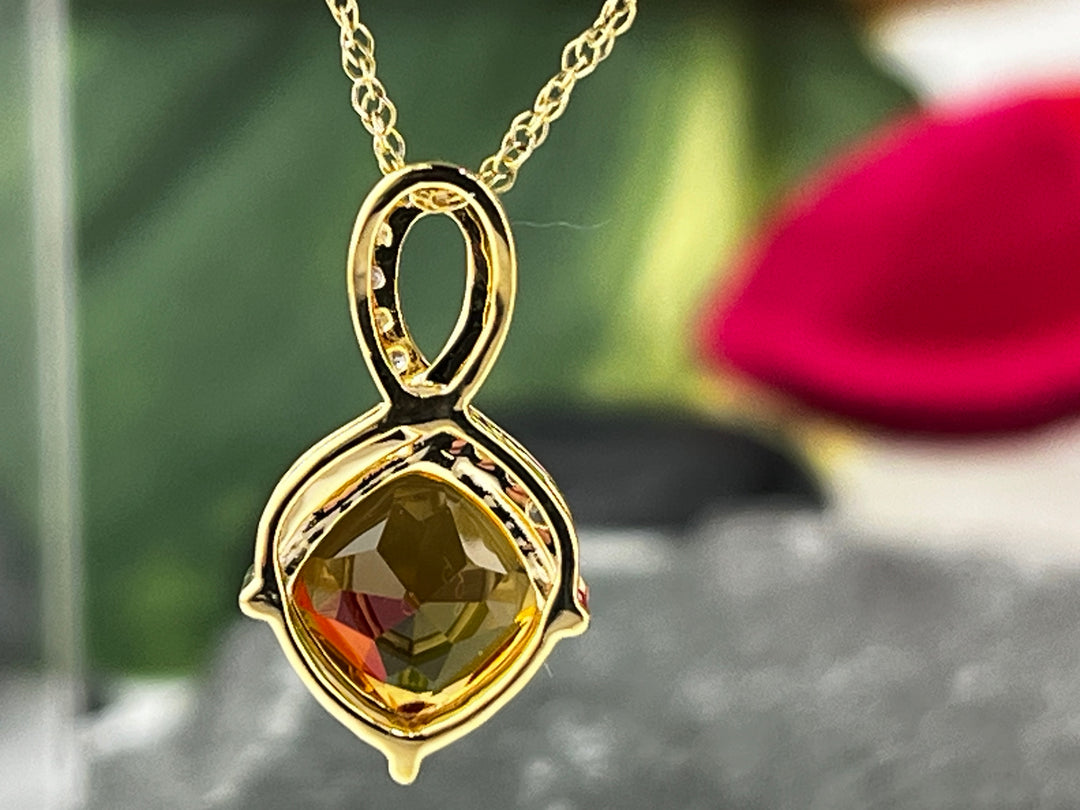 10K Gold Citrine and Diamond Necklace