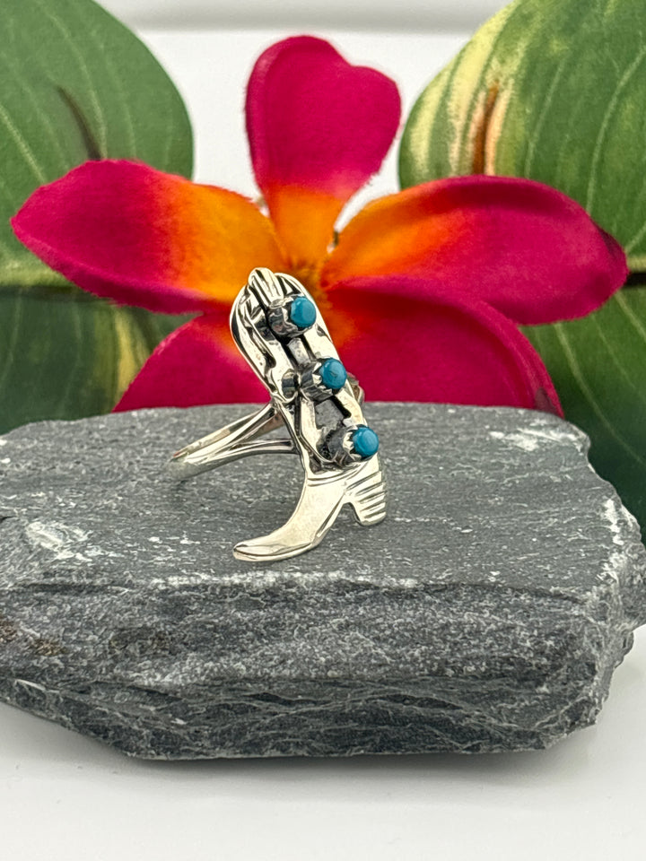 Turquoise Cowboy Boot Ring Size 10.5