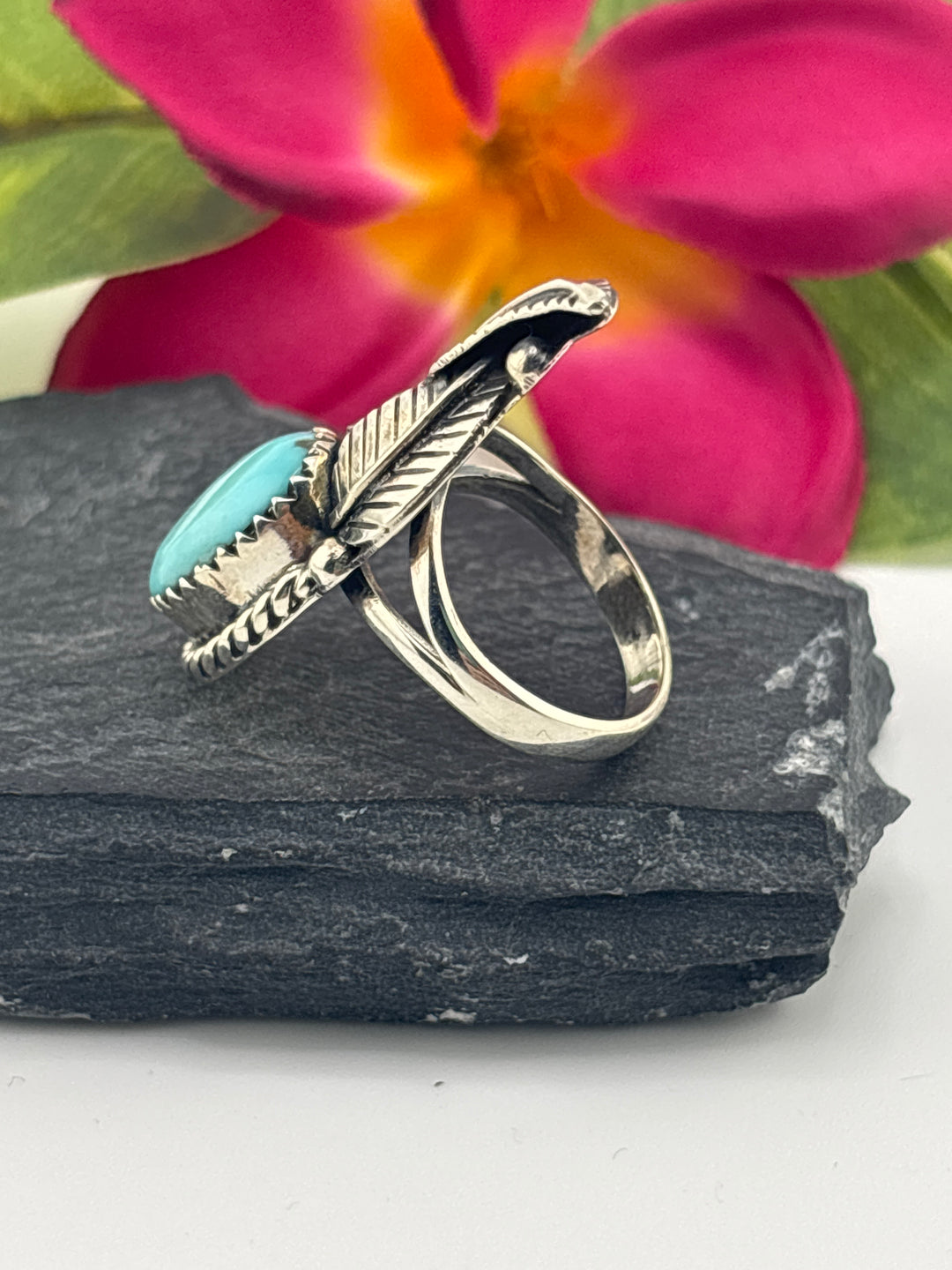 Turquoise and 925 Sterling Silver Ring Size 7.25