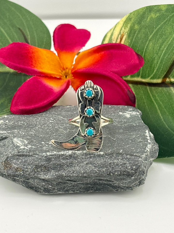 Turquoise Cowboy Boot Ring Size 8.25