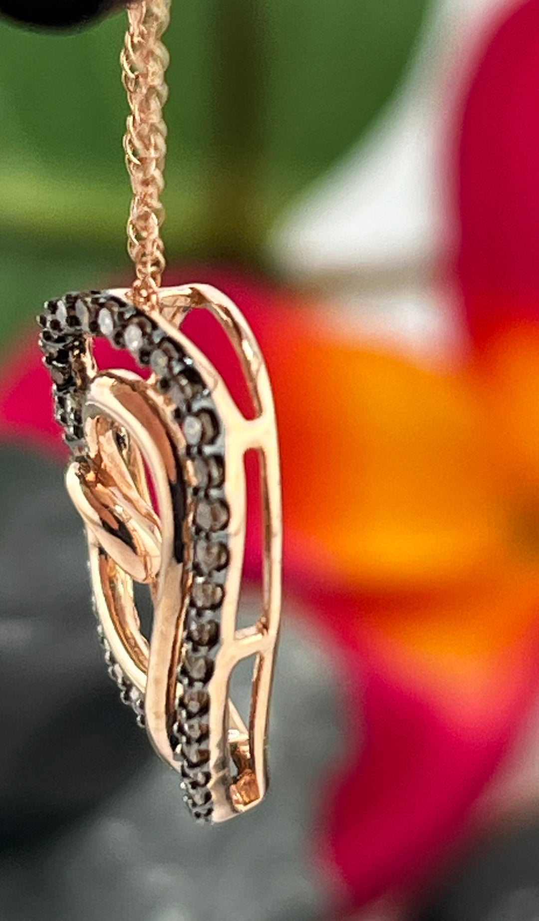 10K Rose Gold and Diamond Necklace Heart Shaped