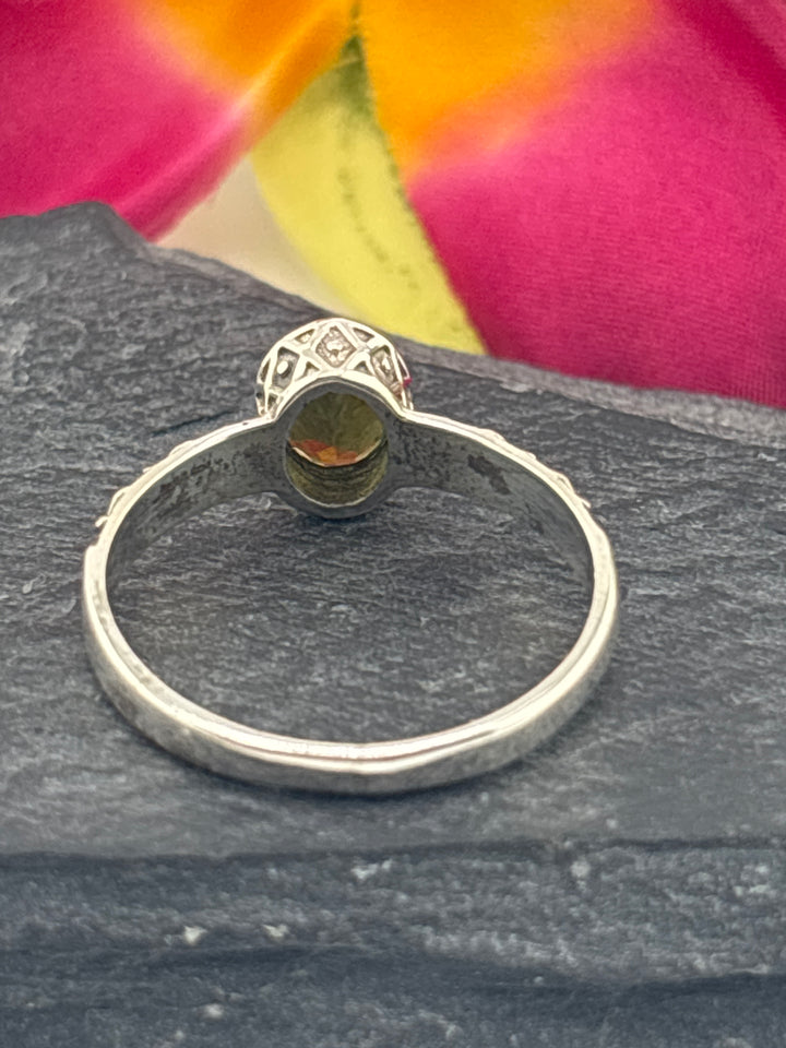Tourmaline and 925 Sterling Silver Ring Size 8.75