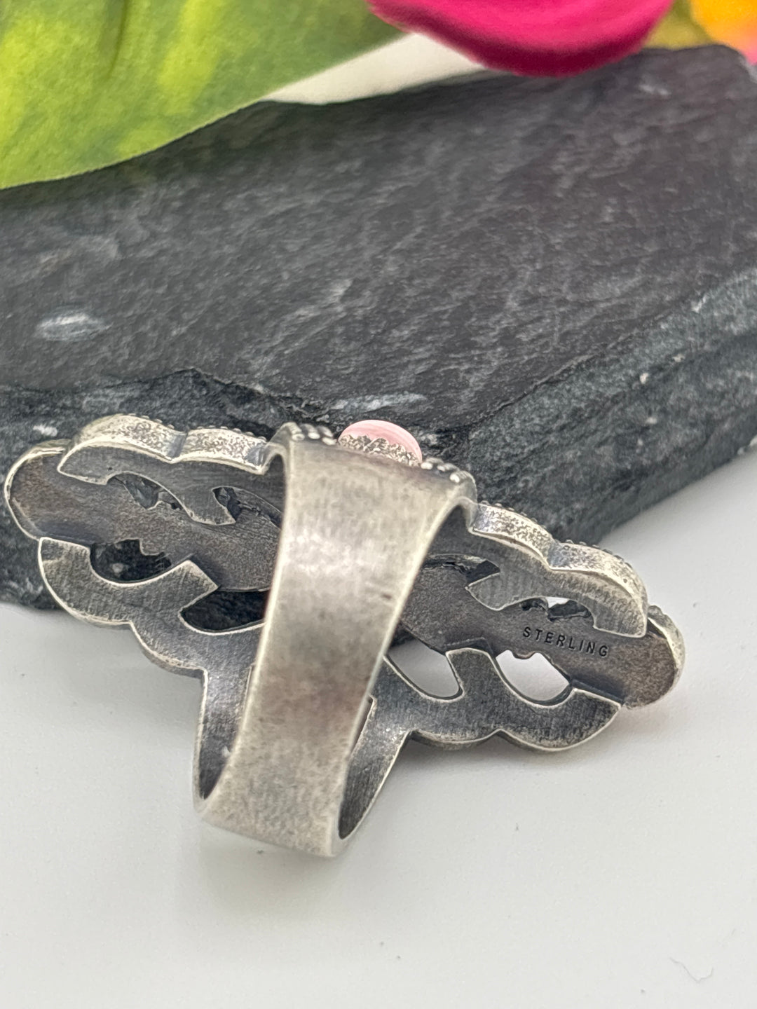 Queen Conch Cross and 925 Sterling Silver Ring Size 9