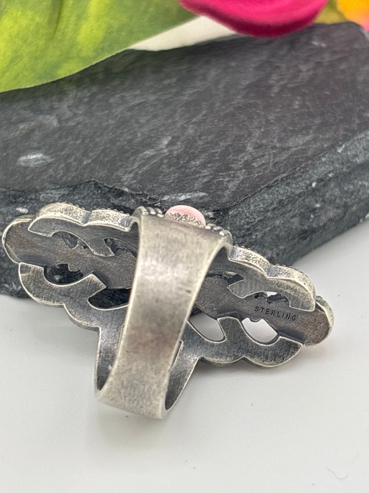 Queen Conch Cross and 925 Sterling Silver Ring Size 9