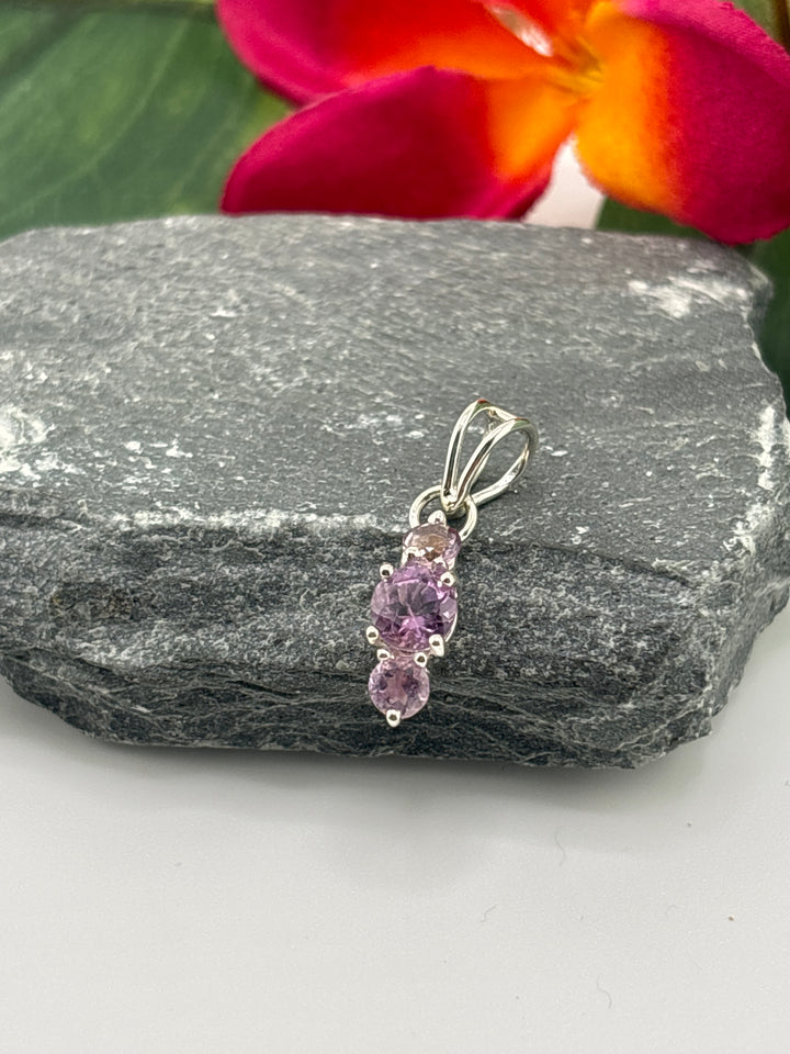 3 Stone Amethyst Pendant