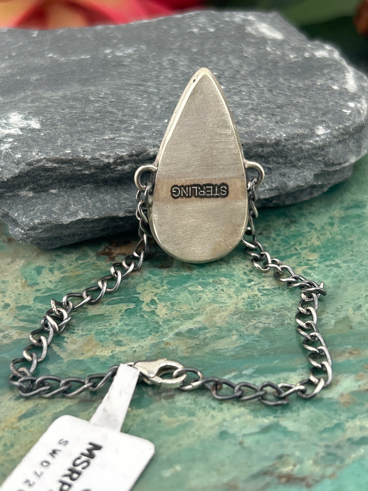 Southwest 925 Sterling Silver Dry Creek Turquoise Teardrop Bracelet