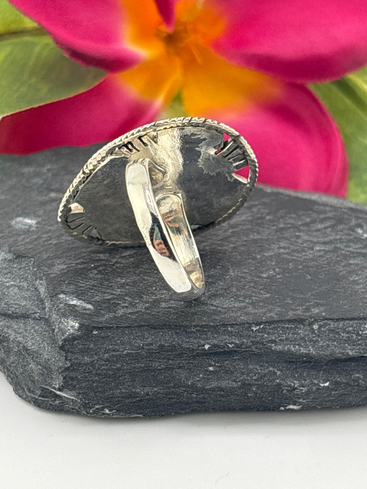 Turquoise Teardrop and 925 Sterling Silver Ring Size 7