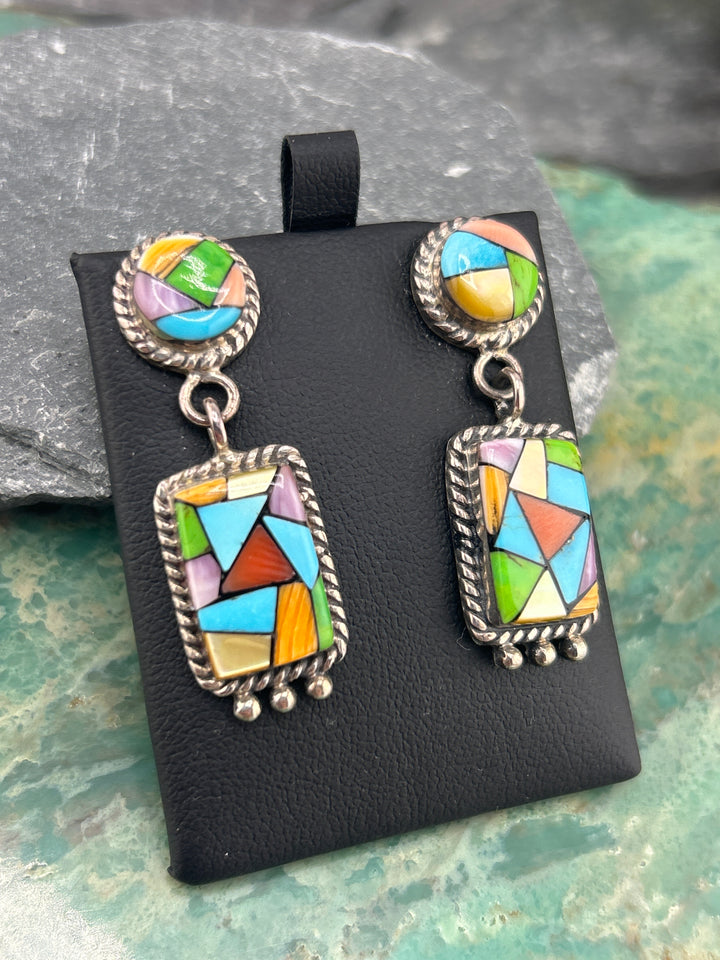 Regie 925 Sterling Silver Mosaic Multi-stone Earrings