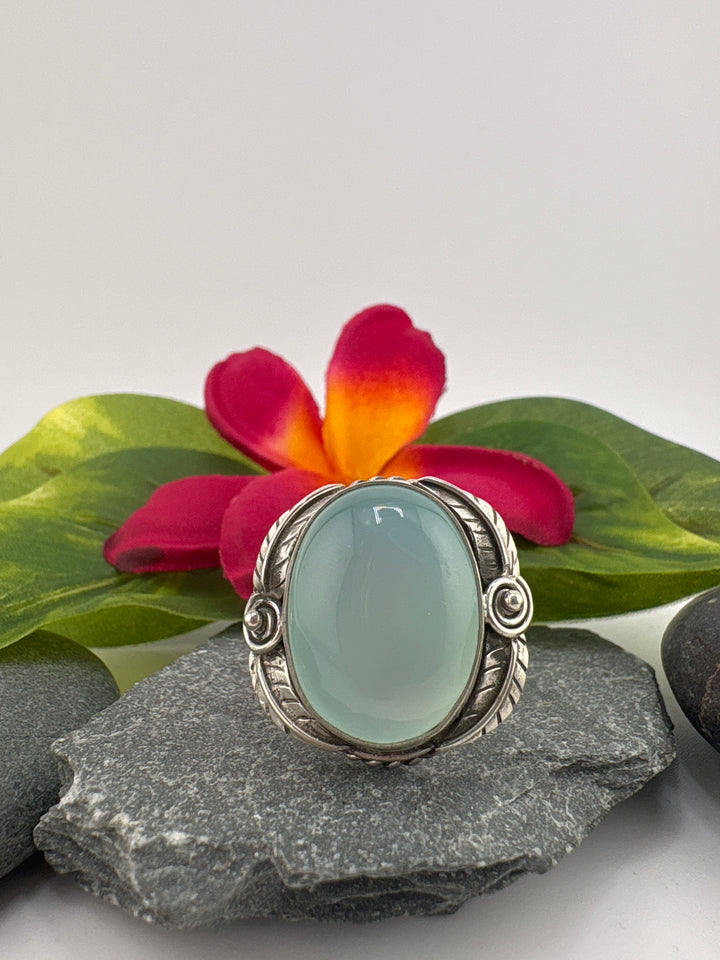 Aqua Chalcedony Bypass Ring