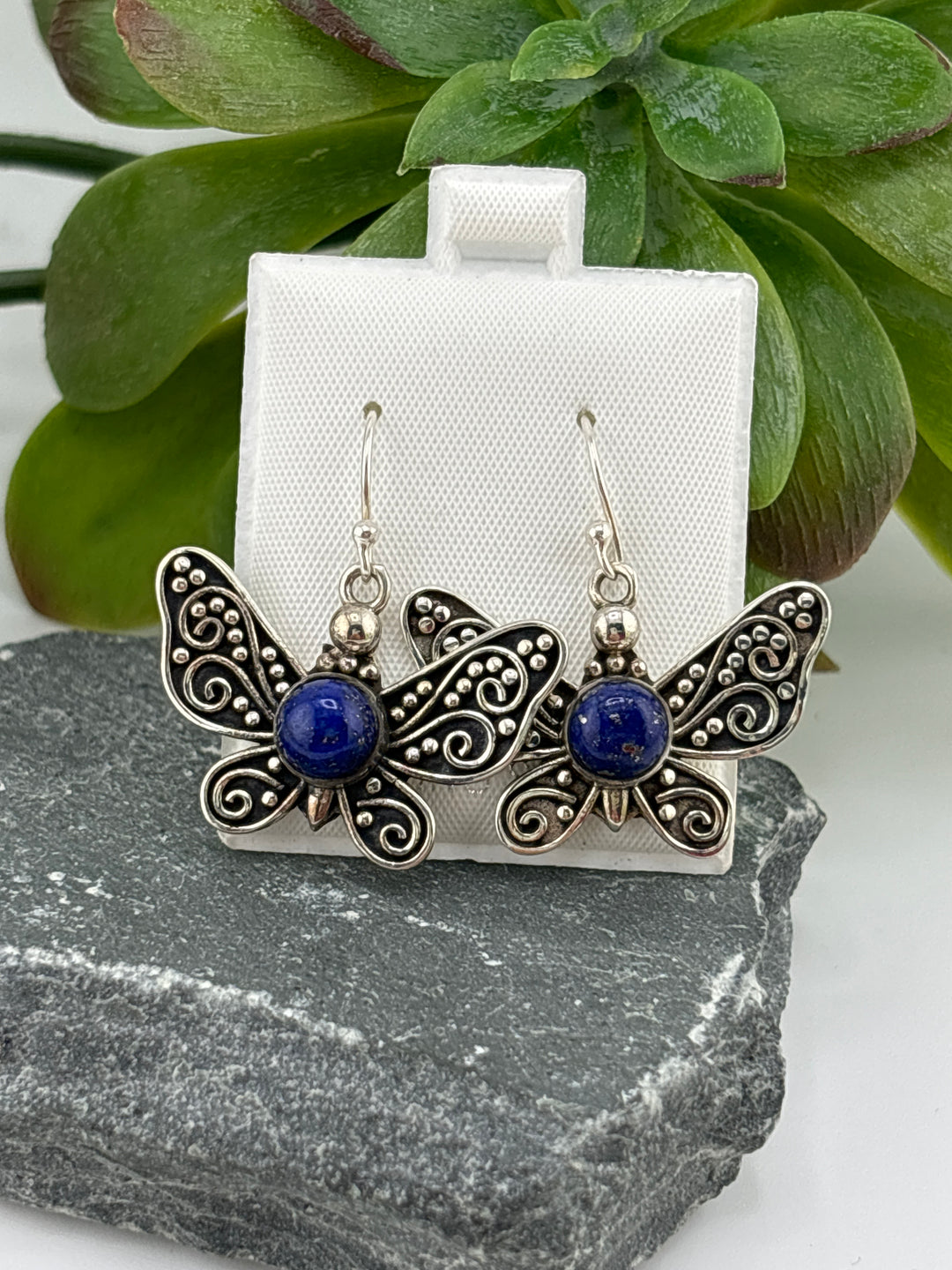 Lapis Butterfly Dangle Earrings