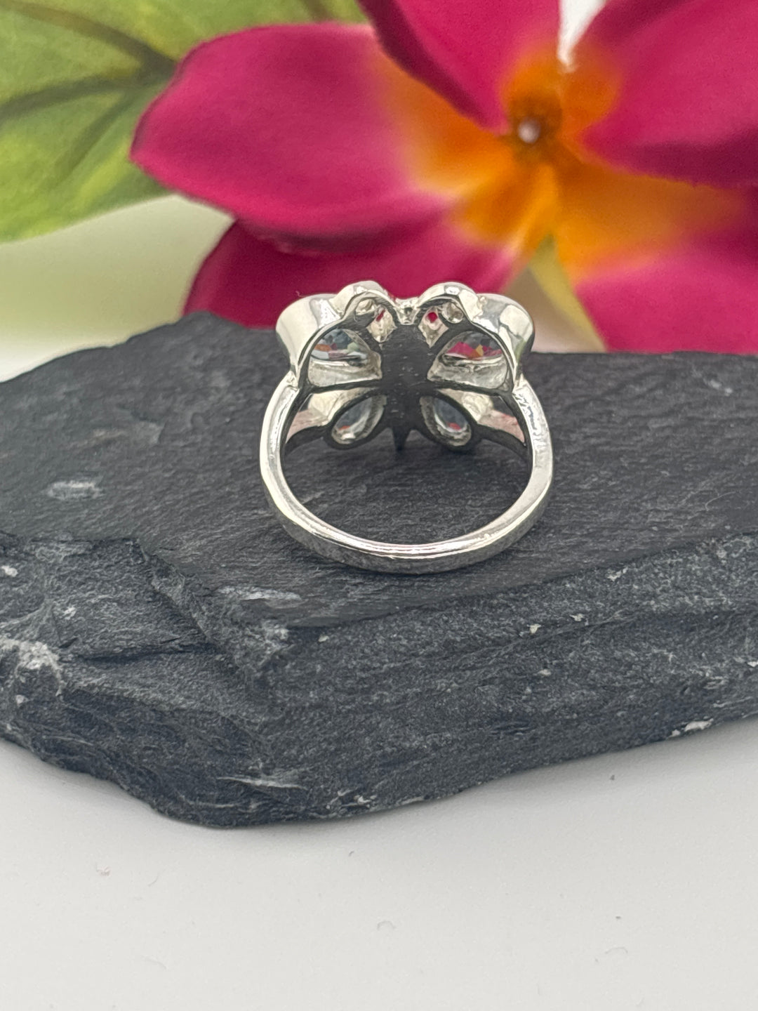 Topaz Butterfly and 925 Sterling Silver Ring Size 6.5