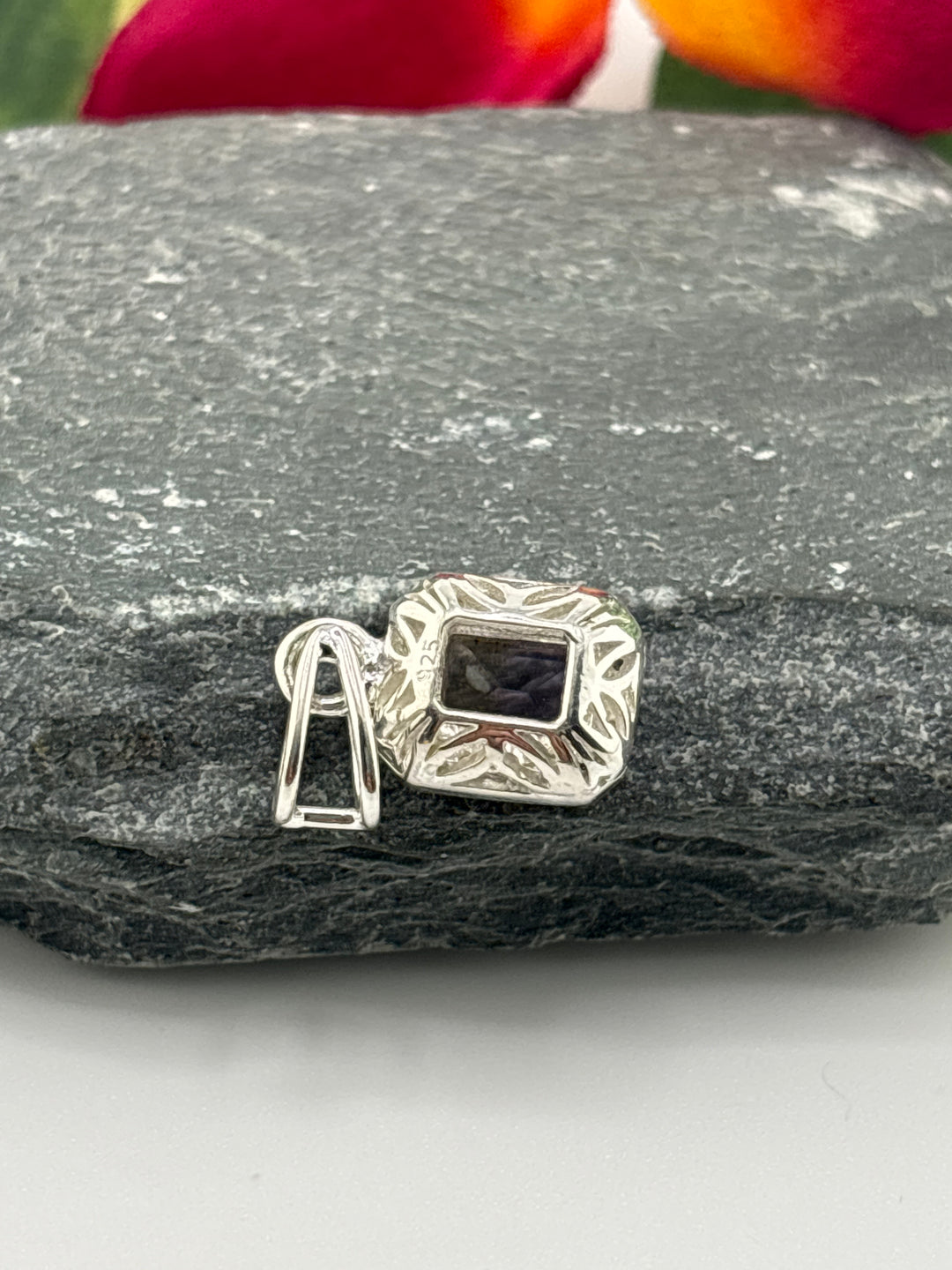 Emerald Cut Amitrine Pendant w/CZ