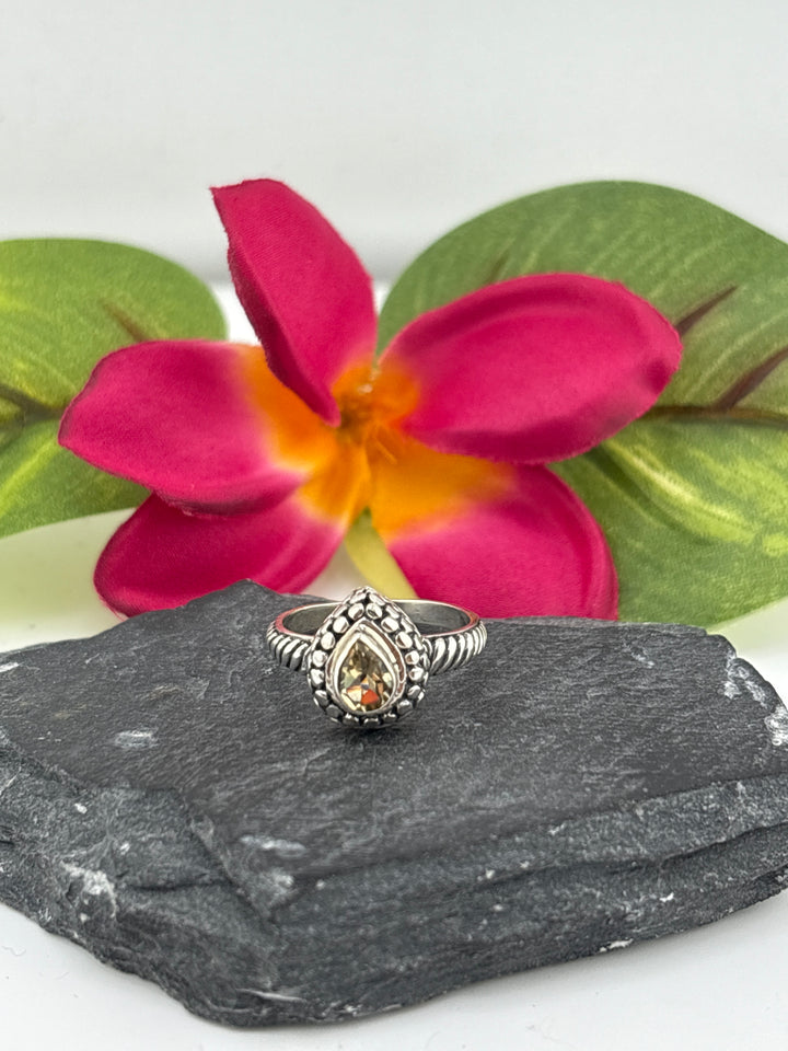 Citrine Bali Ring in sterling silver 925 size 8.25