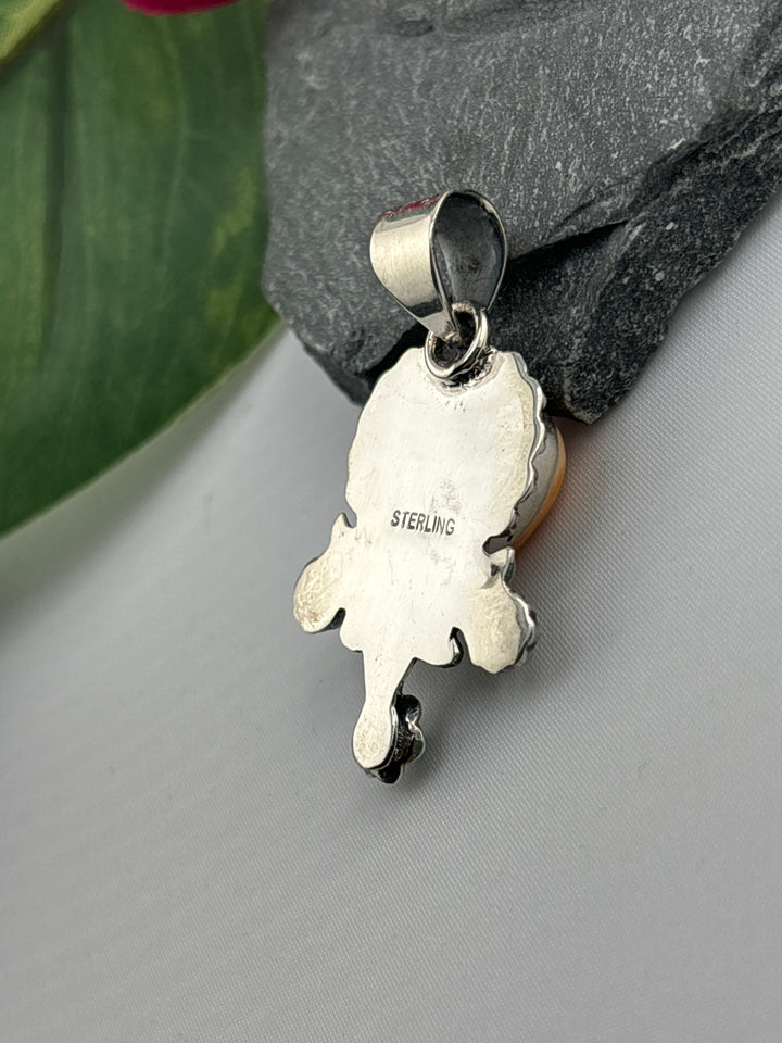 Spiny Oyster Heart & Turquoise Dragonfly Pendant