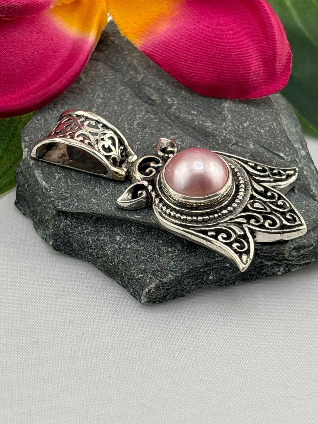 Pink Mabe Pearl Bali Pendant