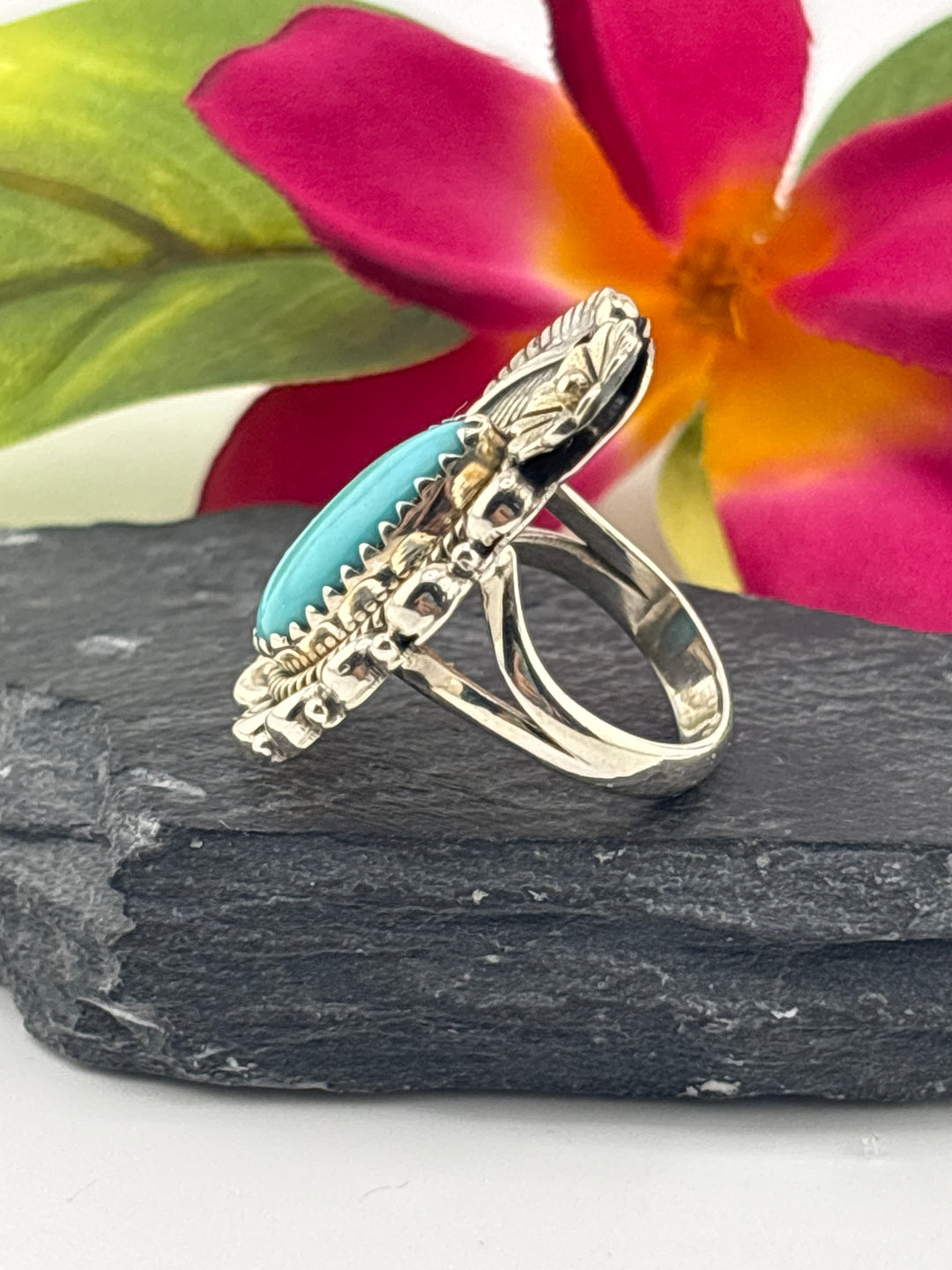 Turquoise and 925 Sterling Silver Ring Size 6