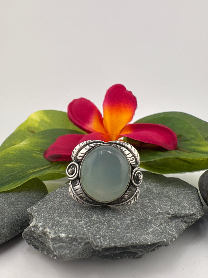 Aqua Chalcedony Bypass Ring