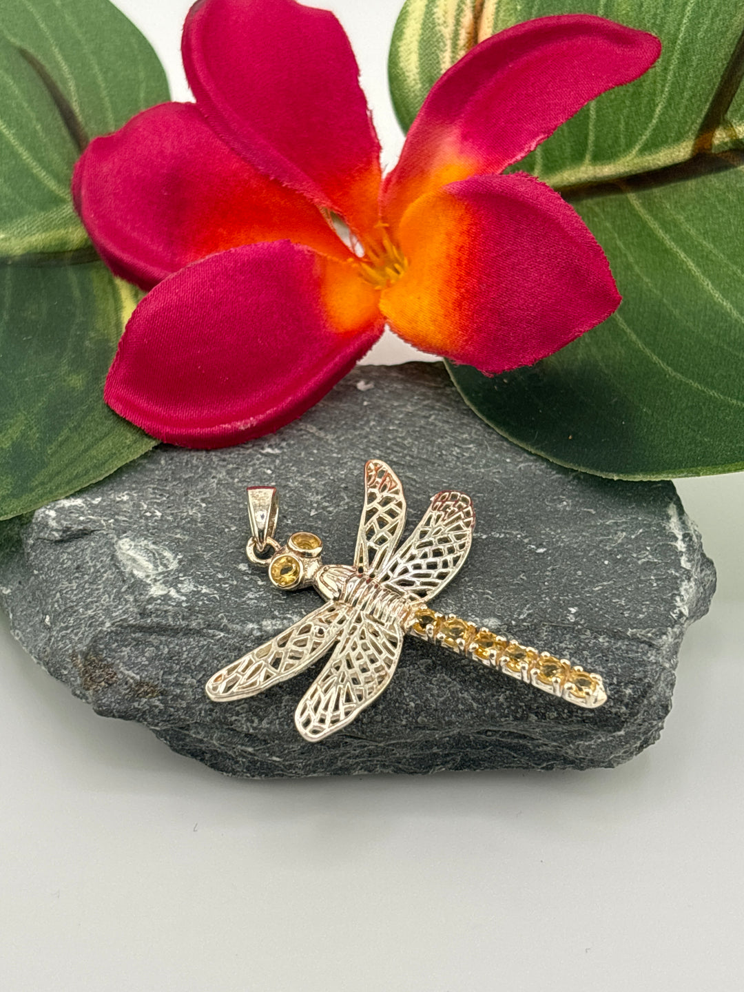 Citrine Dragonfly Pendant