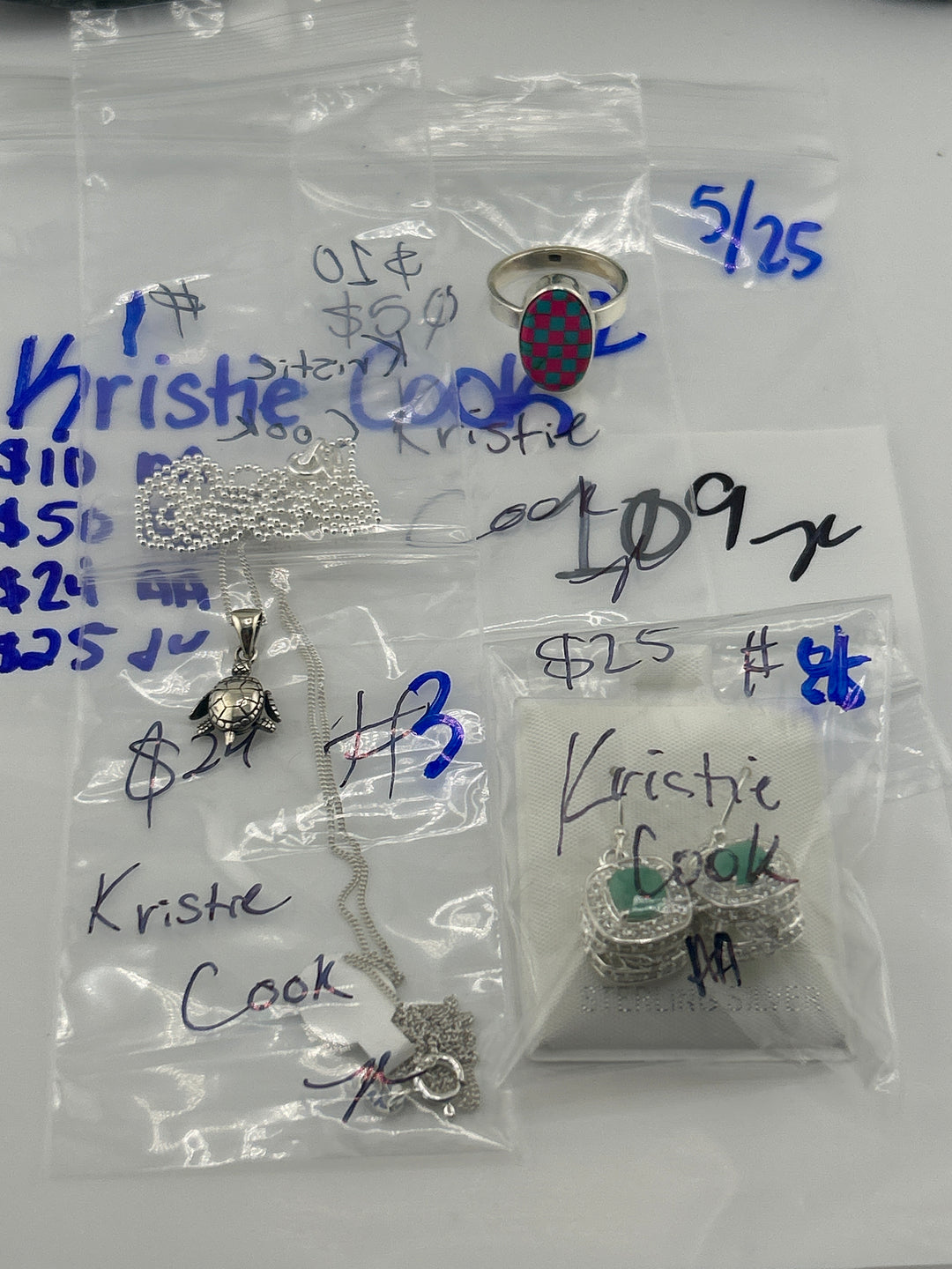 RESERVED FOR: Kristie Cook- 5/25/2025 tiktok Live Show -  Sterling Silver Items