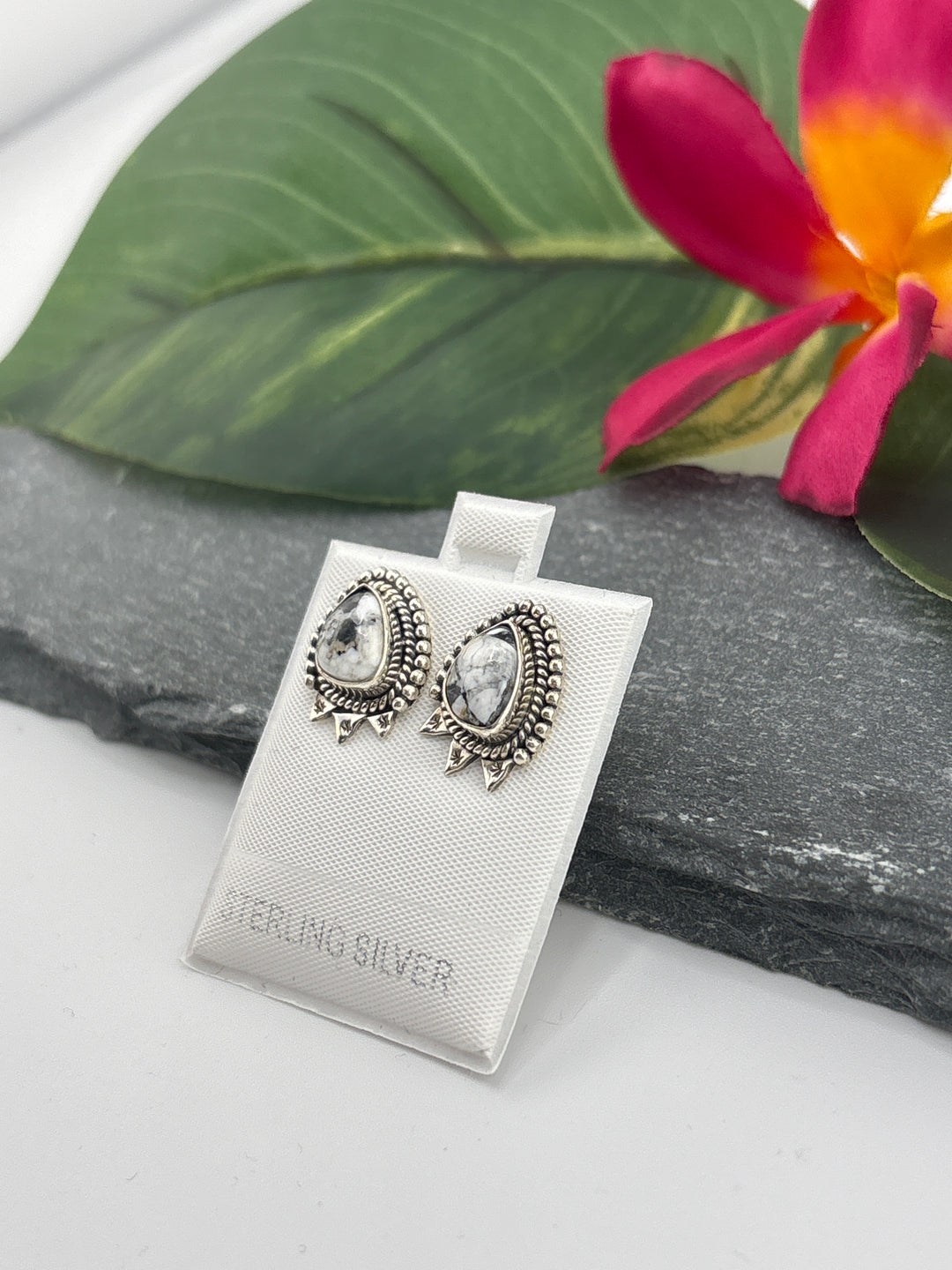 White Buffalo Stud Earrings